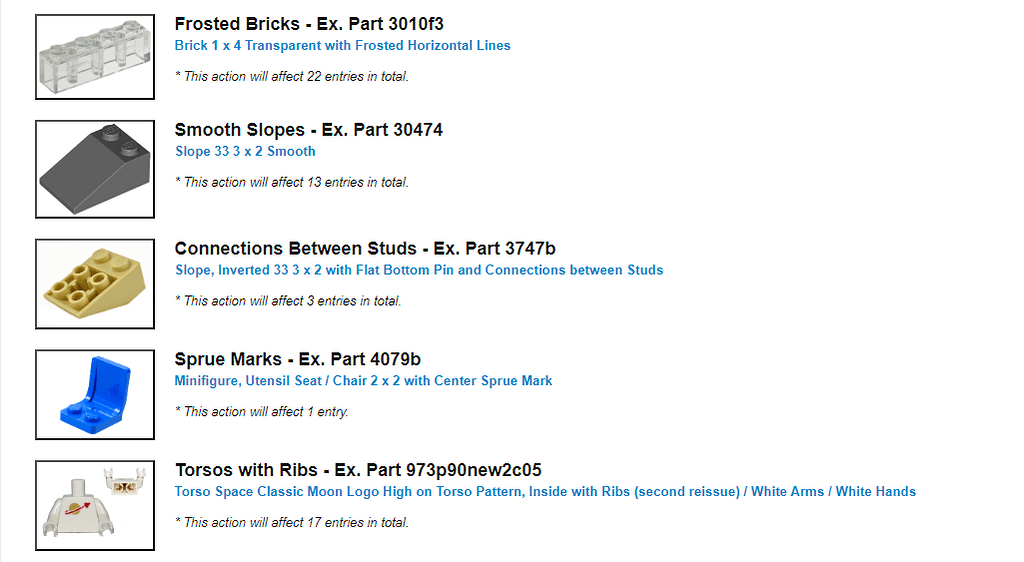Importants changements à venir au catalogue de pièces sur Bricklink